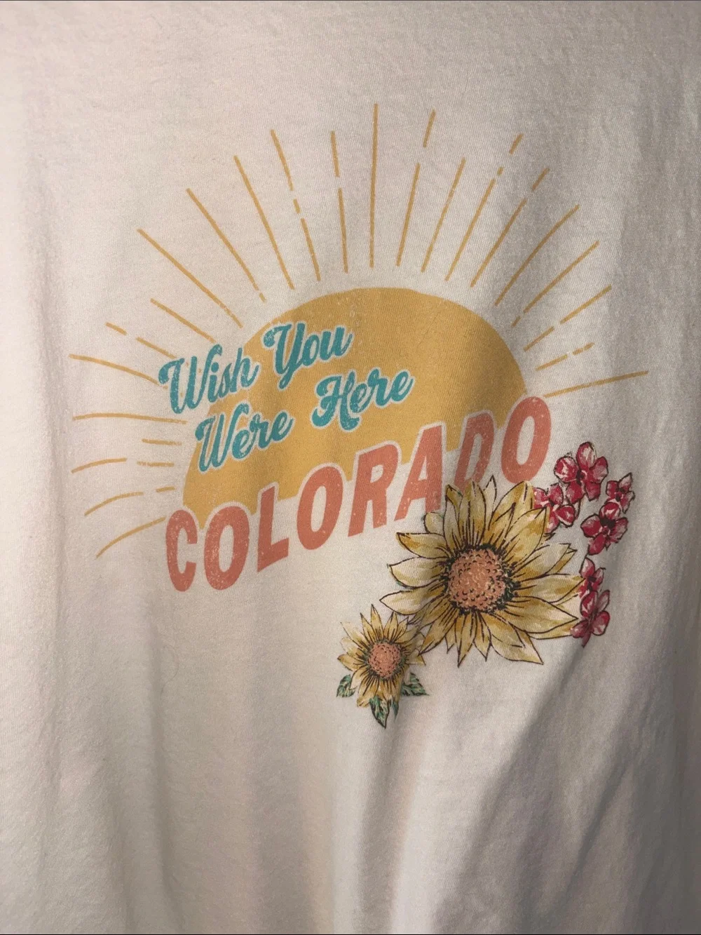 Maurices Colorado Graphic Tee - Cream Sunflower Design Size L - Picture 2 of 2